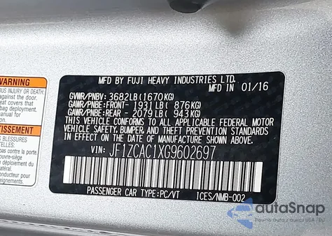 2016 Subaru Brz Limited from USA, damaged, VIN JF1ZCAC1XG9602697